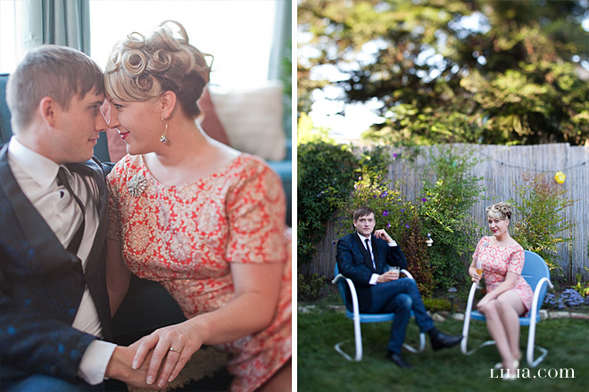 Oakland Engagement Session, Couple in Yard