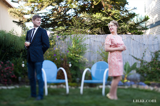 Oakland Engagement Session, Couple in Yard