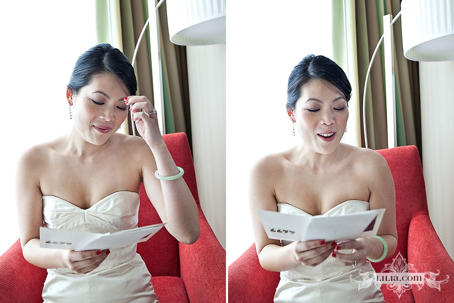 Bride Reading Letter from Groom
