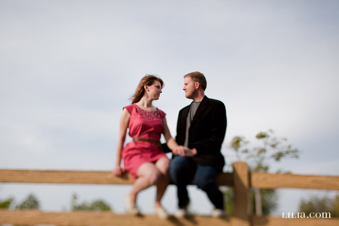 Livermore Engagement Session, Couple Sitting on a Fence