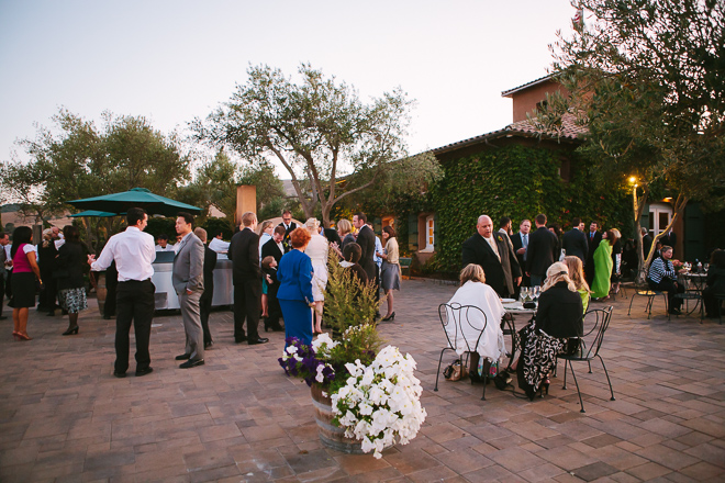 Guests enjoy a wedding reception at Viansa Winery in Sonoma
